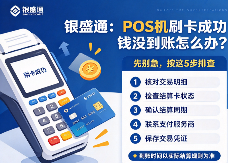 银盛通：POS机刷卡成功钱没到账怎么办？